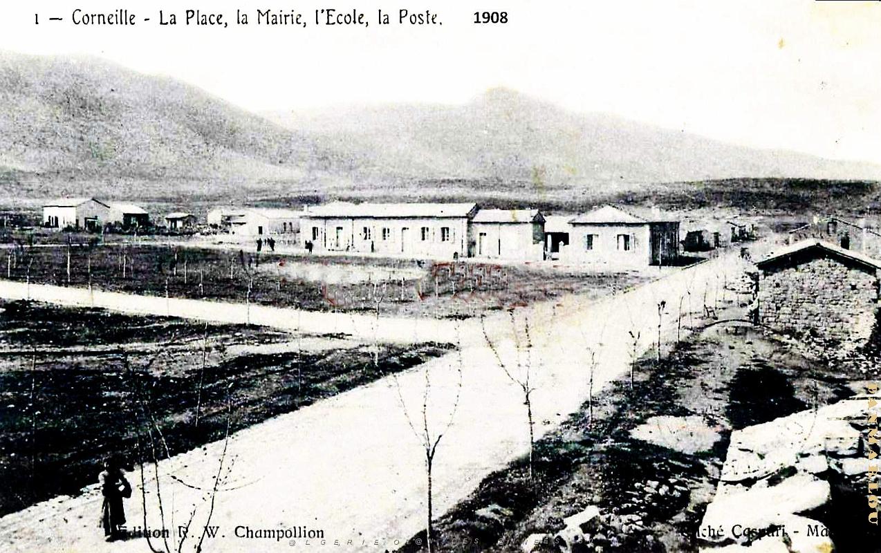Corneille - Place - Mairie - ecole - Poste - 1908.jpg